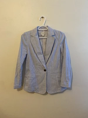 J Crew Linen and Cotton Blend Blue Blazer Size OOP - Image 1 of 4