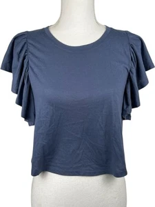 So Good for Life Women Top Blue Size Small Cropped Ruffle Sleeve - Picture 1 of 15