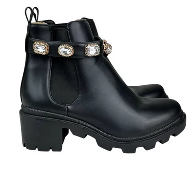 Steve Madden 护身符 水钻 切尔西踝靴 黑色 8 码 橡胶鞋底 — 第 1/4 张图片
