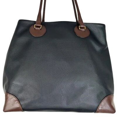 Bolso de mano grande de hombro de lona recubierta de cuero Bottega Veneta de colección negro marrón Foto 1 de 4
