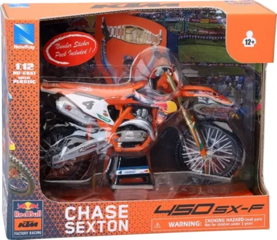 NewRay 1:12 KTM 450 SX-F Red Bull Chase Sexton #4 Dirt Bike Motorcycle - Image 1 of 2