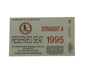 1995 Straight A Reserved Seat St. Louis Cardinals Ticket Vintage - Picture 1 of 5