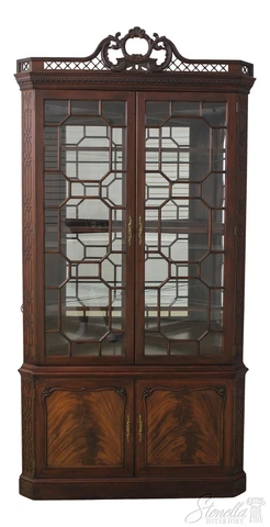 56291EC: HENKEL HARRIS Ornate Chippendale Mahogany Corner Cabinet Cover