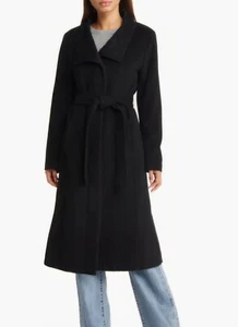 Cole Haan Signature Women's Slick Belted Long Coat 6, BLACK - Picture 1 of 5