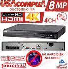 HIKVISION 4CH 4K NVR 4 POE DS-7604NI-K1/4P 1U HDMI 1 SATA Network Video Recorder