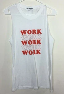 SUB URBAN RIOT Women’s Work Work Work Tank Top White Graphic T-Shirt Small - Picture 1 of 5