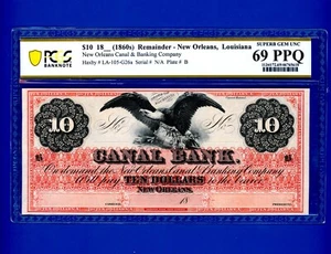 1860's $10 Canal Bank New Orleans Louisiana CIVIL WAR PCGS 69 EPQ SUPERB GEM UNC - Picture 1 of 2