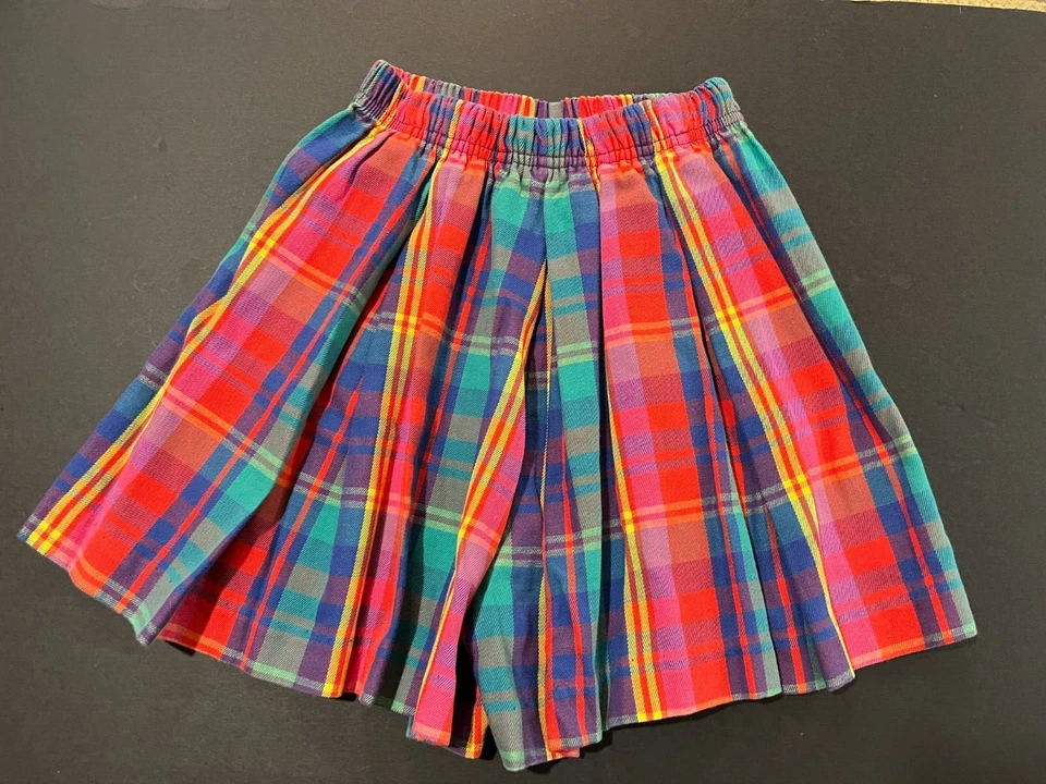 Vintage Hartstrings Girls Pleated Plaid Shorts Elastic Waist size 5 U.S.A. - Image 1 of 3