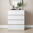 Chest of Drawers White Gloss with 2+3 Drawers Modern Style Bedroom Furniture