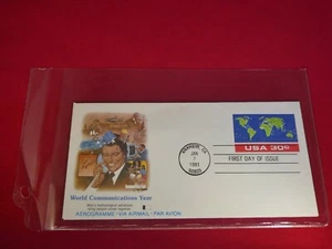 Scott's No. UC56 "Communication Year"  Mint Airletter Sheet/FDC (Fleetwood) - Picture 1 of 5
