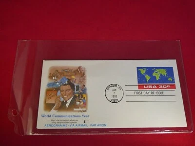 Scott's No. UC56 "Communication Year"  Mint Airletter Sheet/FDC (Fleetwood) - Image 1 of 4