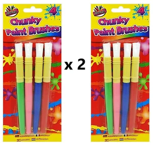 2 x 4 KLOBIGE FARBPINSEL KUNSTSTOFF MOLLIGER GRIFF KINDER MALEN KUNSTHANDWERK SCHULE - Bild 1 von 2