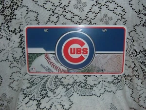 CHICAGO CUBS METAL LICENSE PLATE RED WHITE AND BLUE NEW 6" X 12" MLB - Picture 1 of 1