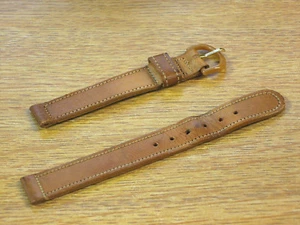 Correa de reloj Buffalo genuina vintage de 14 mm marrón tostado hecha en EE. UU. años 50/60 - Imagen 1 de 5