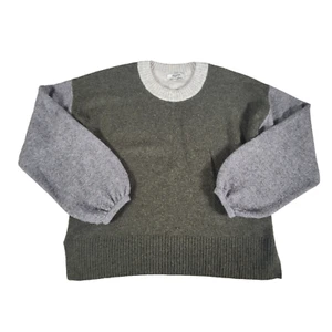 Madewell Alpaka Pullover Damen XS Merinowolle kastenförmig Rundhalsausschnitt 3/4 Ärmel grau - Bild 1 von 9