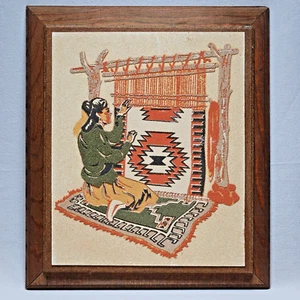 Telar Navajo 1975 tejedor suroeste nativo americano pintura en arena enmarcada 15"x13" - Imagen 1 de 7