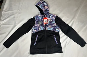 NEW The North Face G kicking it Hoodie Youth L (14-16) Black Purple Print - Picture 1 of 9