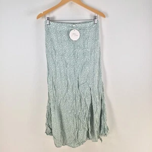 NEW Yours truly skirt womens 10 green animal print midi flare stretch 109961 - Picture 1 of 13