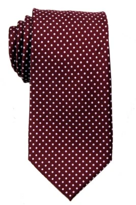 Corbata para hombre XL extra larga borgoña y punto blanco negocios bodas informal Foto 1 de 2