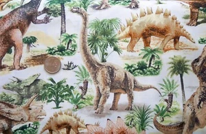 ~ TIMELESS TREASURES ALL OVER DINOSAUR FABRIC T-REX STEGOSAUR ......BTHY ~ - Picture 1 of 3