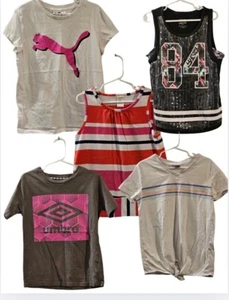 Lot of 5 Girls' Brand Name Tops - Puma, Justice, Umbro, Old Navy (Sizes XS - 8) - Picture 1 of 13