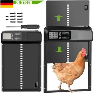 Hühnerklappe Aluminum Hühnerstalltür Hühnertür Automatische Haustierklappe+Timer - Bild 1 von 14