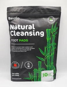 Bandoo Natural Cleansing Foot Pads - 10 Detox Patches - All Natural Bamboo - Picture 1 of 9