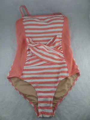 Pre-Owned Downeast Basics Down for a Dive Pinkish/peach white Stripes sz s Read - Image 1 of 4