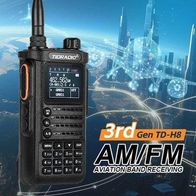 TIDRADIO TD-H8 3rd Edition Vhf UHF AM Radio Preprogrammed Marine Air Band PMR - Image 1 of 4