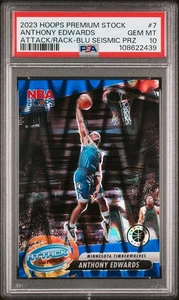 2023 PANINI HOOPS PREM STOCK ATTACK THE RACK #7 ANTHONY EDWARDS 58/99 PSA 10 - Picture 1 of 2