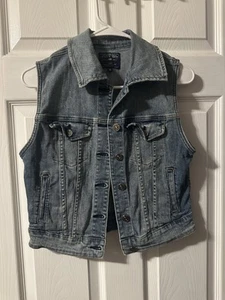 Women’s Size Medium Denim Button Up Vest From Justusa  - Picture 1 of 5