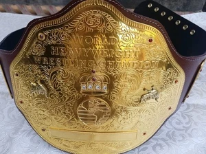 Big Gold Brown World Heavyweight Championship Replica Title Belt Adult 2MM Brass - Picture 1 of 9