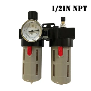 Nuovo 1/2" NPT Combo Air System Accessori Air Line Piggyback Regolatore/Filtro - Foto 1 di 15