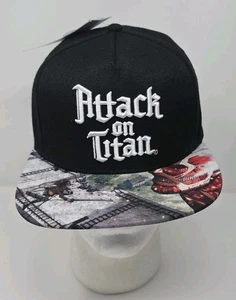BIOWORLD ATTACK ON TITAN SUBLIMATED BILL SNAPBACK CAP HAT BLACK ANIME NWT - Picture 1 of 13