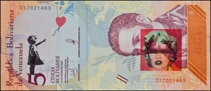BANKSY * 5 bolívares * Billete real * Dismaland 2015 * Certificado * Sello - Imagen 1 de 10