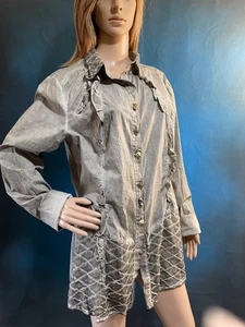 Elly Green Tie Dye Cotton Silk Stretch Blouse Top Size XXL - Picture 1 of 7