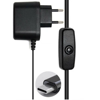 5V US/EU Plug USB-C Power Supply Adapter ON/OFF Switch Cable For Raspberry Pi 4 - Image 1 of 4