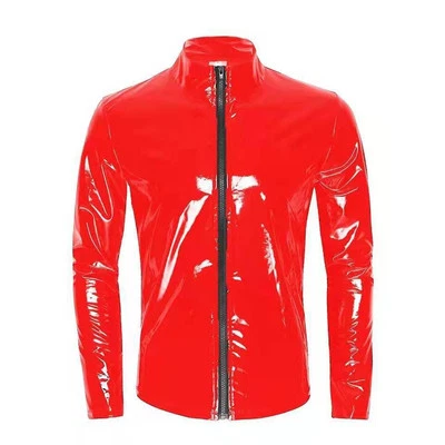 Mens Top Mens Costume Nightclub PVC Leather Patent Leather Sexy Shiny Wet Look - Image 1 of 4