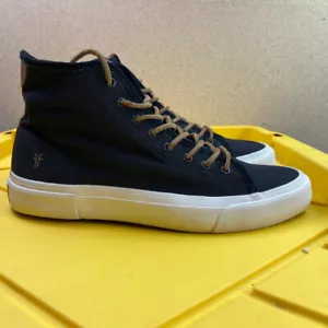 FRYE Shoes Mens 10.5 Black High Mid Tops Leather Laces Sneaker Casual Men - Picture 1 of 19