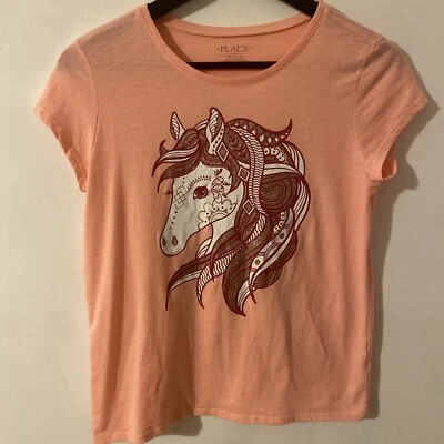 The Children’s Place Peach Casual T-Shirt Unicorn Graphic Print Size XXL 16 - Image 1 of 4