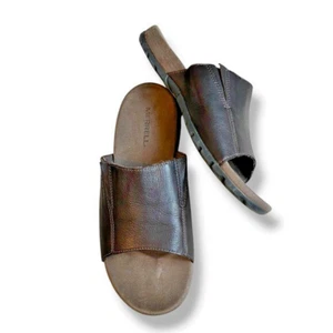 Merrell Sandspur Slide Sandals Brown Leather Slip on Air Cushion Comfort Mens 11 - Picture 1 of 11