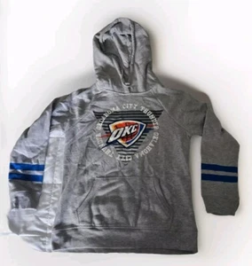 Oklahoma City Thunder Kids Pocketed Hoodie Small Gray Pullover - Picture 1 of 3