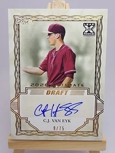 C.J. Van Eyk 2020 Leaf Ultimate Gold BA-CVE /75 Auto Rookie RC Toronto Blue Jays - Picture 1 of 3