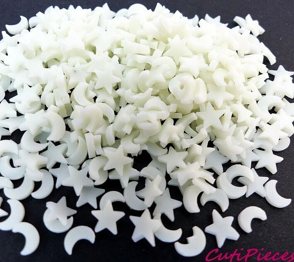 Fimo Clay Glow in the Dark Moon Stars Bat Snowflakes Embellishment Tiny Nail Art