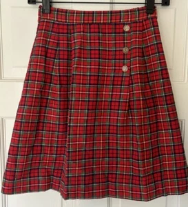 Girls HARTSTRINGS Red Plaid Kilt Skirt Sz 7 Holiday Flannel - Picture 1 of 5