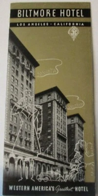 Biltmore Hotel Лос-Анджелес Калифорния, 1941 Рекламная Брошюра с Ставкой Флаер Закрыт - Изображение 1 из 4