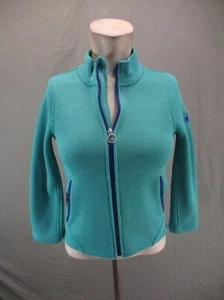SPYDER Size M (10/12) Girl Teal Full Zip Stand Collar Pocket Athletic Jacket 639 - Picture 1 of 11