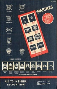 Postal años 40 insignia de marines militar Harvey lino TP24-3272 - Imagen 1 de 2
