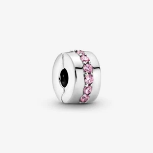 New 100% Genuine Authentic Pandora Pink Sparkling Row Clip Charm 791972PCZ. - Picture 1 of 8