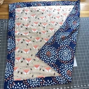 NEW! Handmade Made Baby, Car Seat, Floor, Snuggly, Fleece, Flannel Baby Foxes - Picture 1 of 3